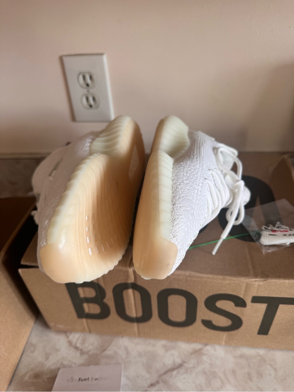 Yeezy Cream White Knit Sneakers - Picture 3 of 6